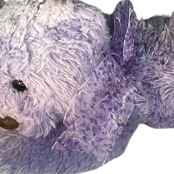 Kelly Toy Light Purple Bear Plush - Laying Down Shaggy Floppy Lovey, Comfy -12” - Picture 3 of 5